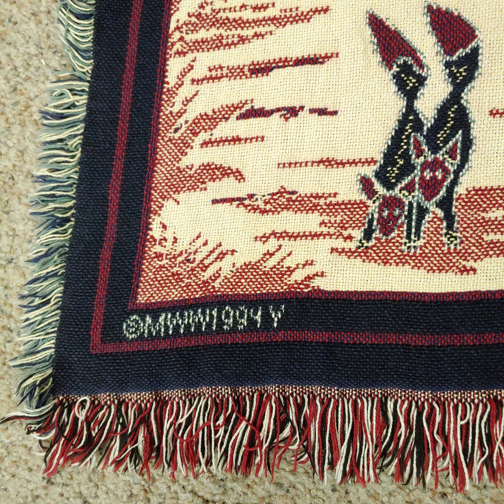Vintage Noahs Ark Tapestry Woven Throw Blanket-Wall Hanging-70x48-1994 Animals - Picture 10 of 16